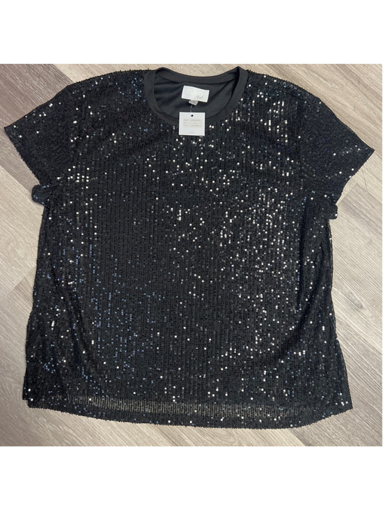 Cupio Tops - Women's Cupio Blush Black Sequin Short Sleeve Tee Plus Size 2X